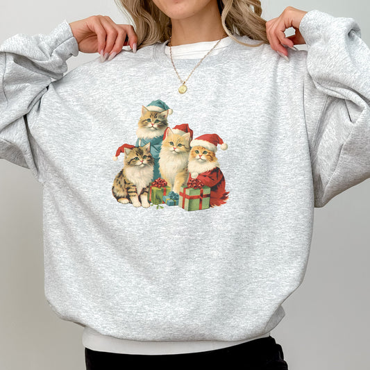 90s Vintage Christmas Cats Sweatshirt