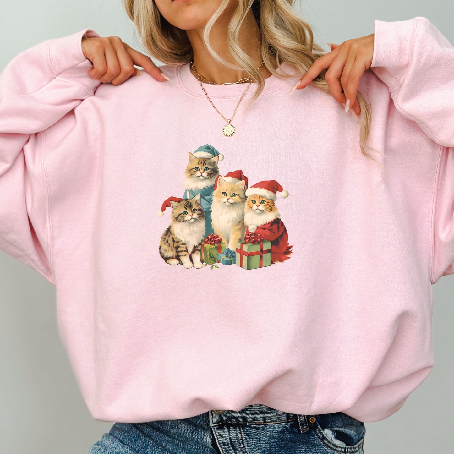 90s Vintage Christmas Cats Sweatshirt