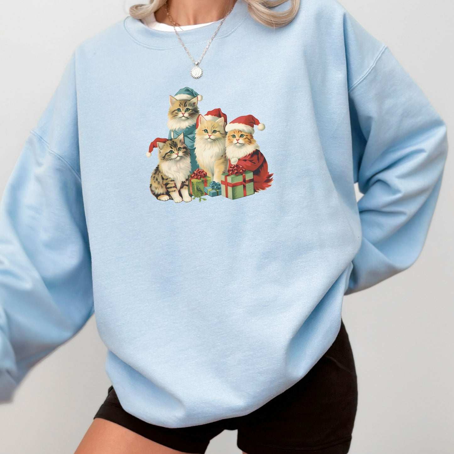 90s Vintage Christmas Cats Sweatshirt