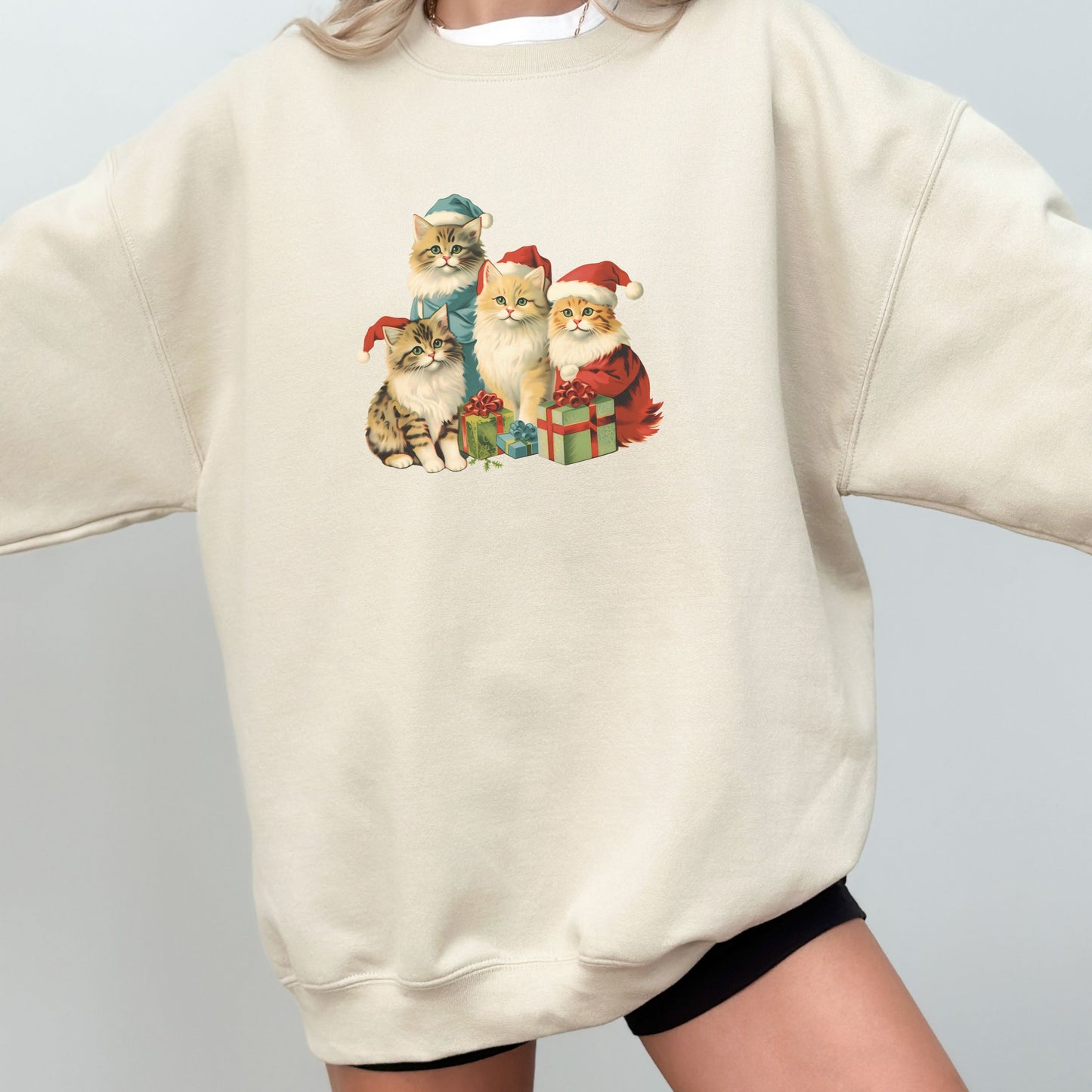 90s Vintage Christmas Cats Sweatshirt