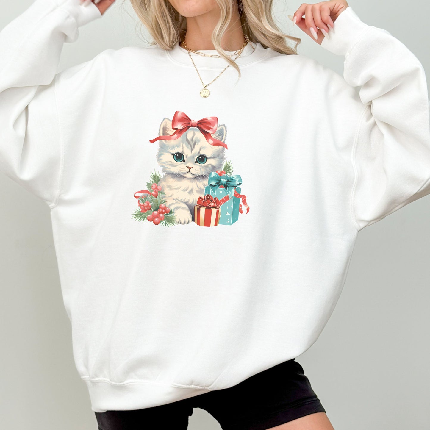 Retro Christmas Cat Sweater