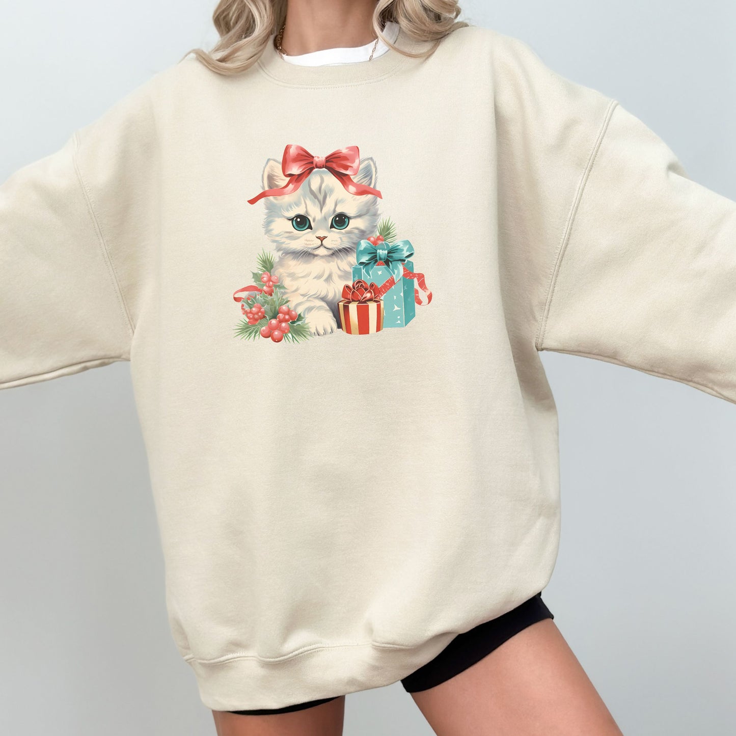 Retro Christmas Cat Sweater