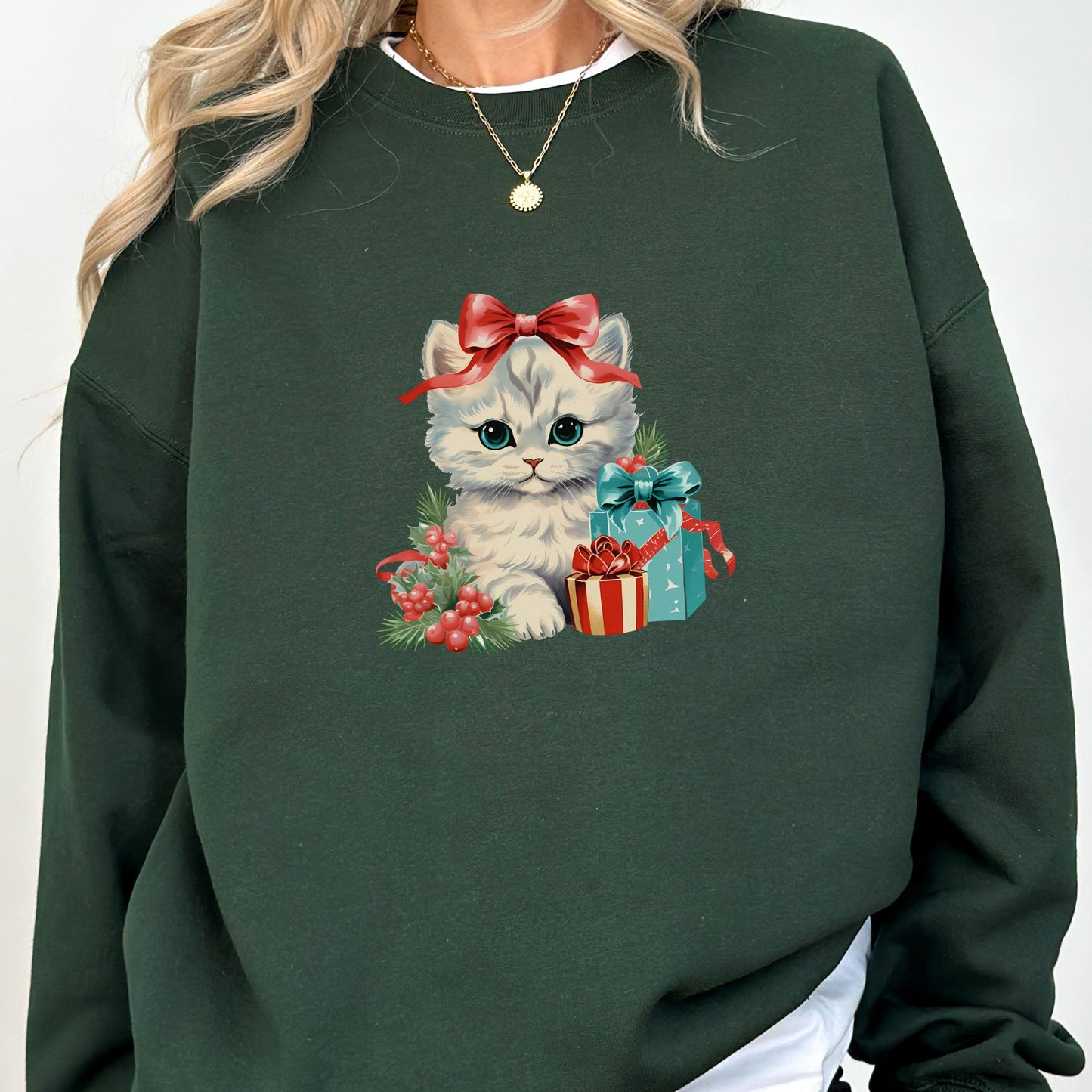 Retro Christmas Cat Sweater