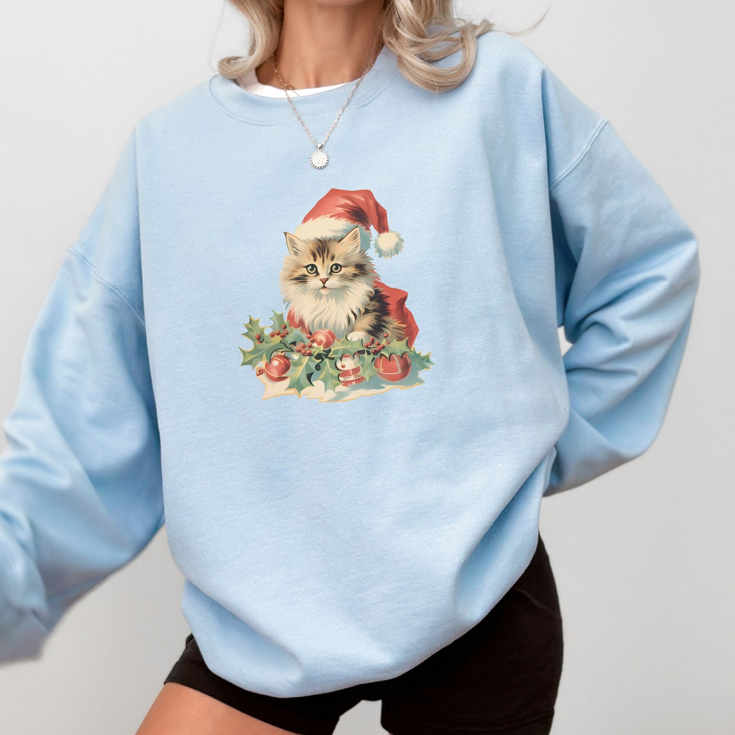 Vintage Retro Christmas Cat Sweater