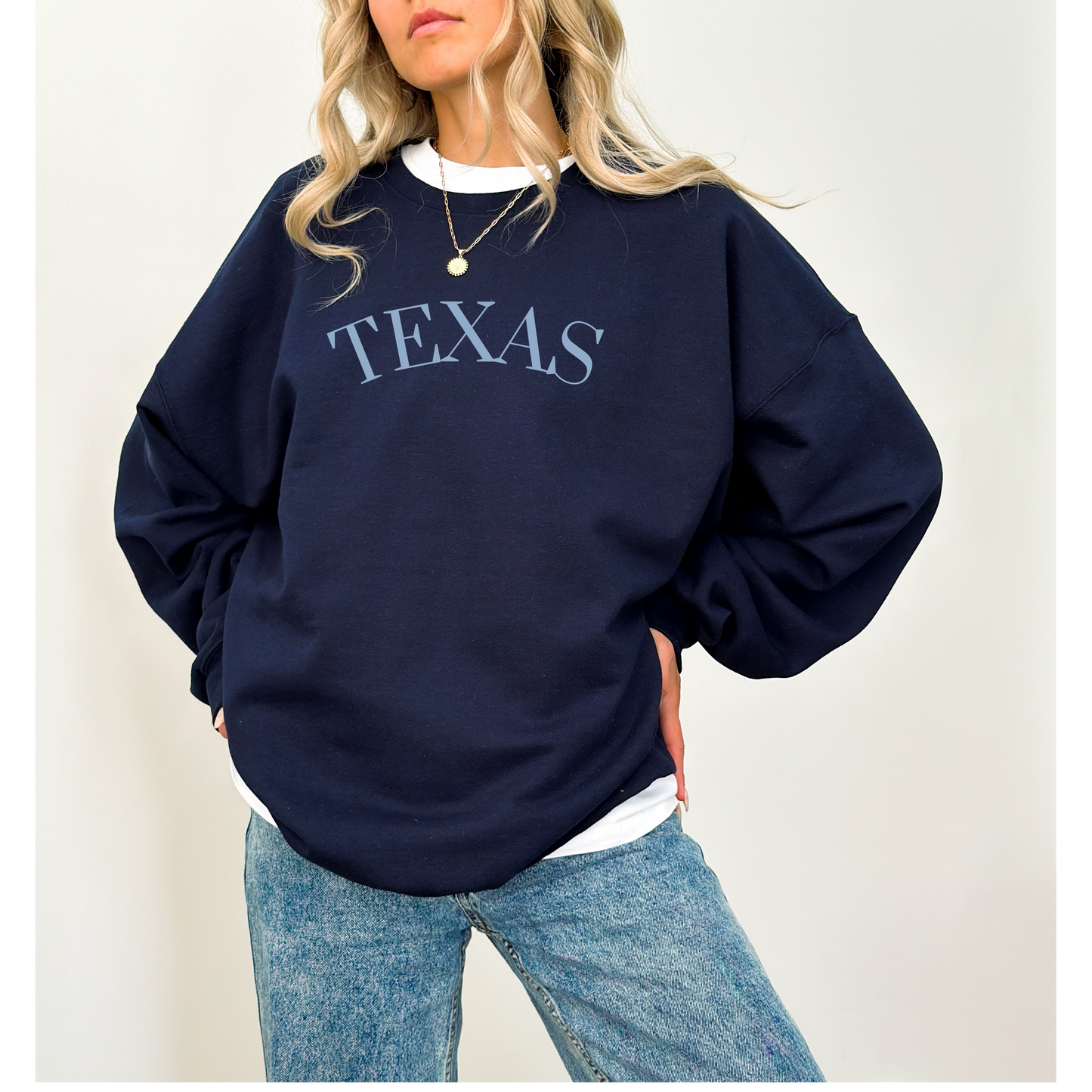 Monochrome Texas Crewneck Sweatshirt, Cute State Sweatshirt