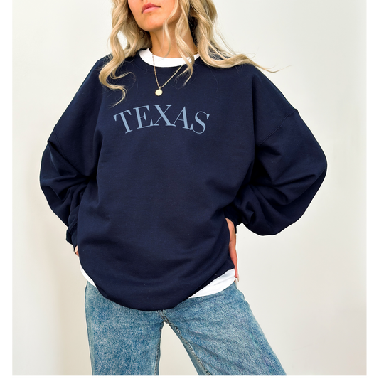 Monochrome Texas Crewneck Sweatshirt, Cute State Sweatshirt