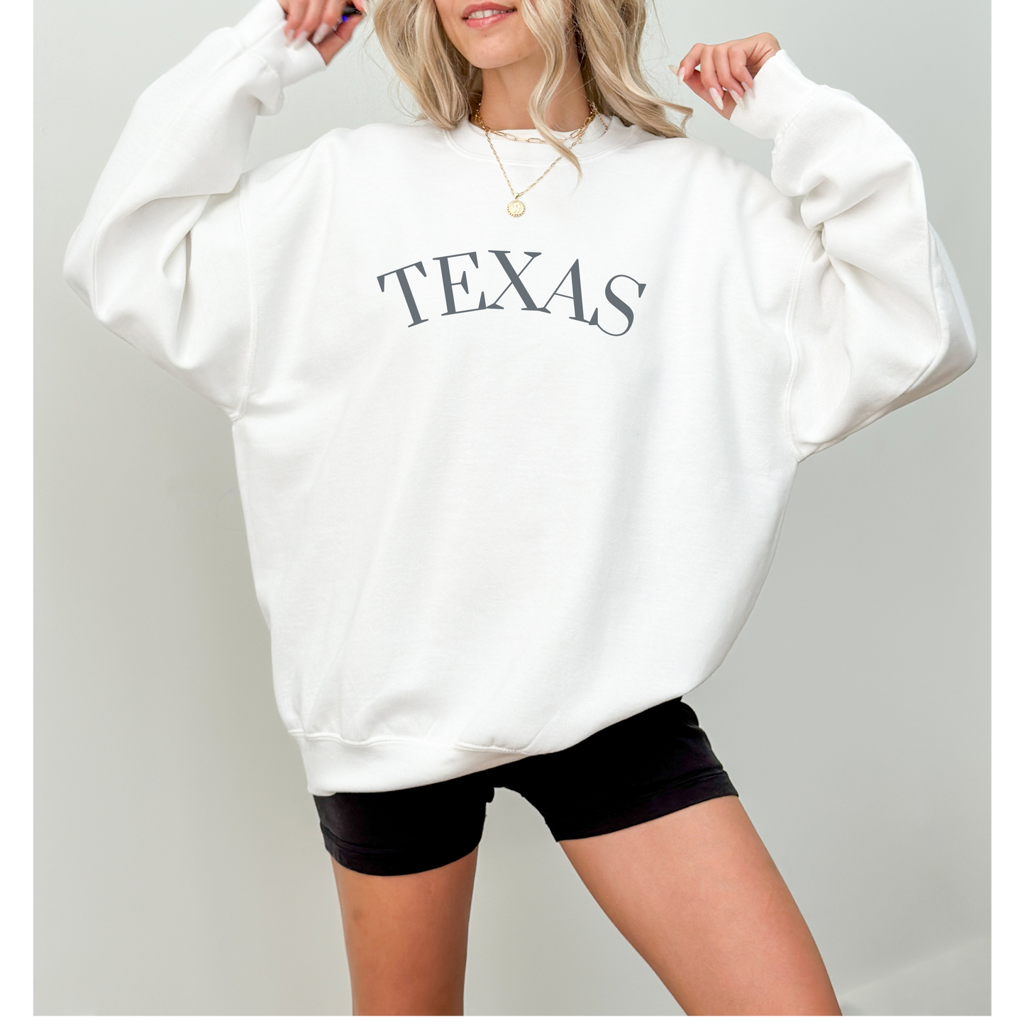 Monochrome Texas Crewneck Sweatshirt, Cute State Sweatshirt