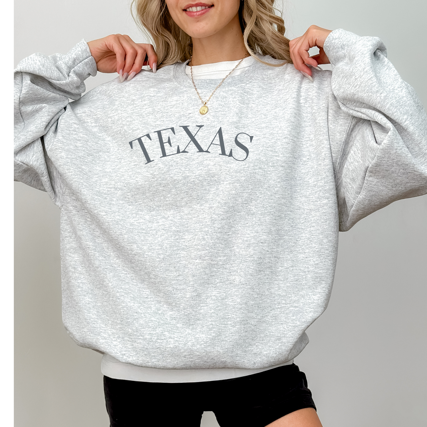 Monochrome Texas Crewneck Sweatshirt, Cute State Sweatshirt