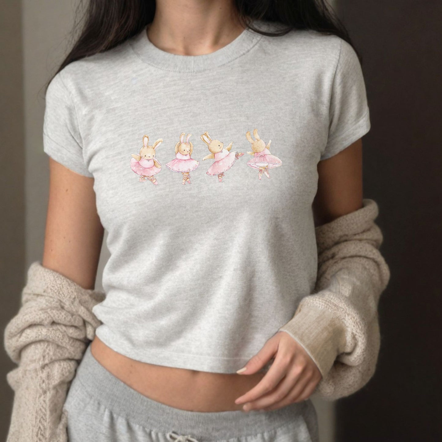 Coquette Dancing Ballerina Bunnies y2k Baby Tee Shirt