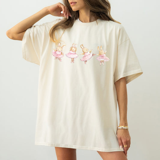 Coquette Dancing Ballerina Bunnies Aesthetic Trendy Full Length T-shirt