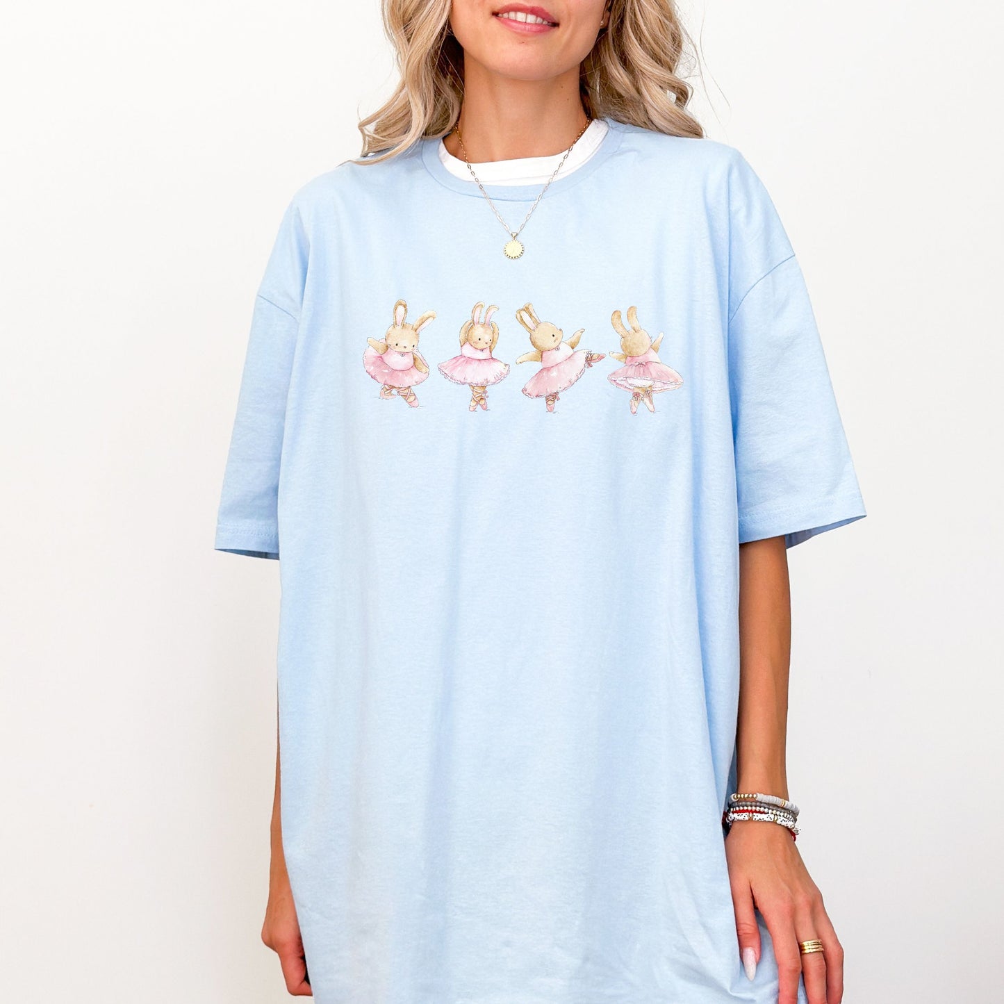 Coquette Dancing Ballerina Bunnies Aesthetic Trendy Full Length T-shirt